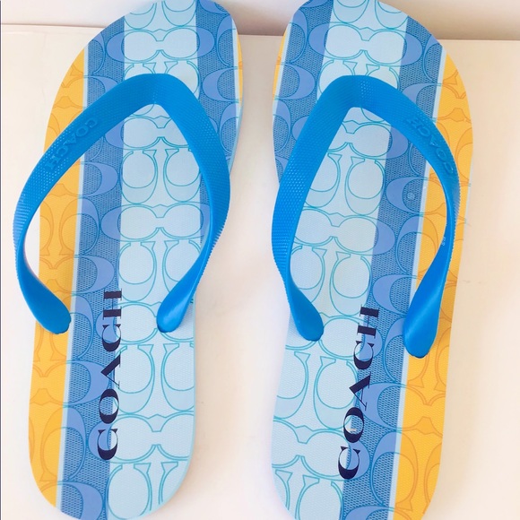 NEW Coach Zak Signature Striped Flip Flop Sandals - Picture 5 of 13